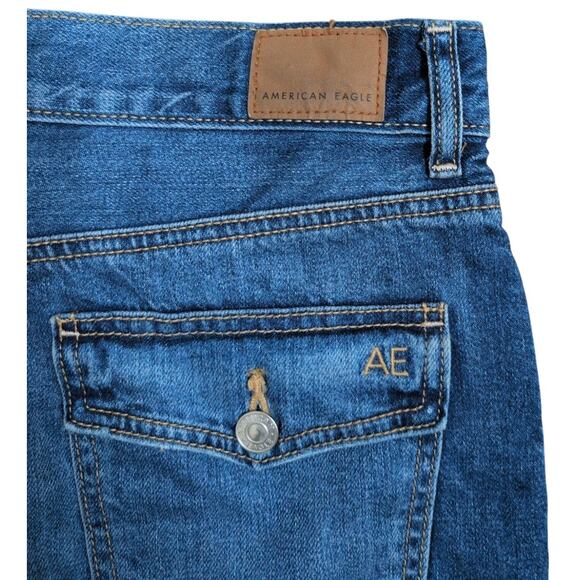 Y2K American Eagle Cutoff Denim Micro Mini Skirt Medium Low Rise Festival Grunge - Picture 4 of 5